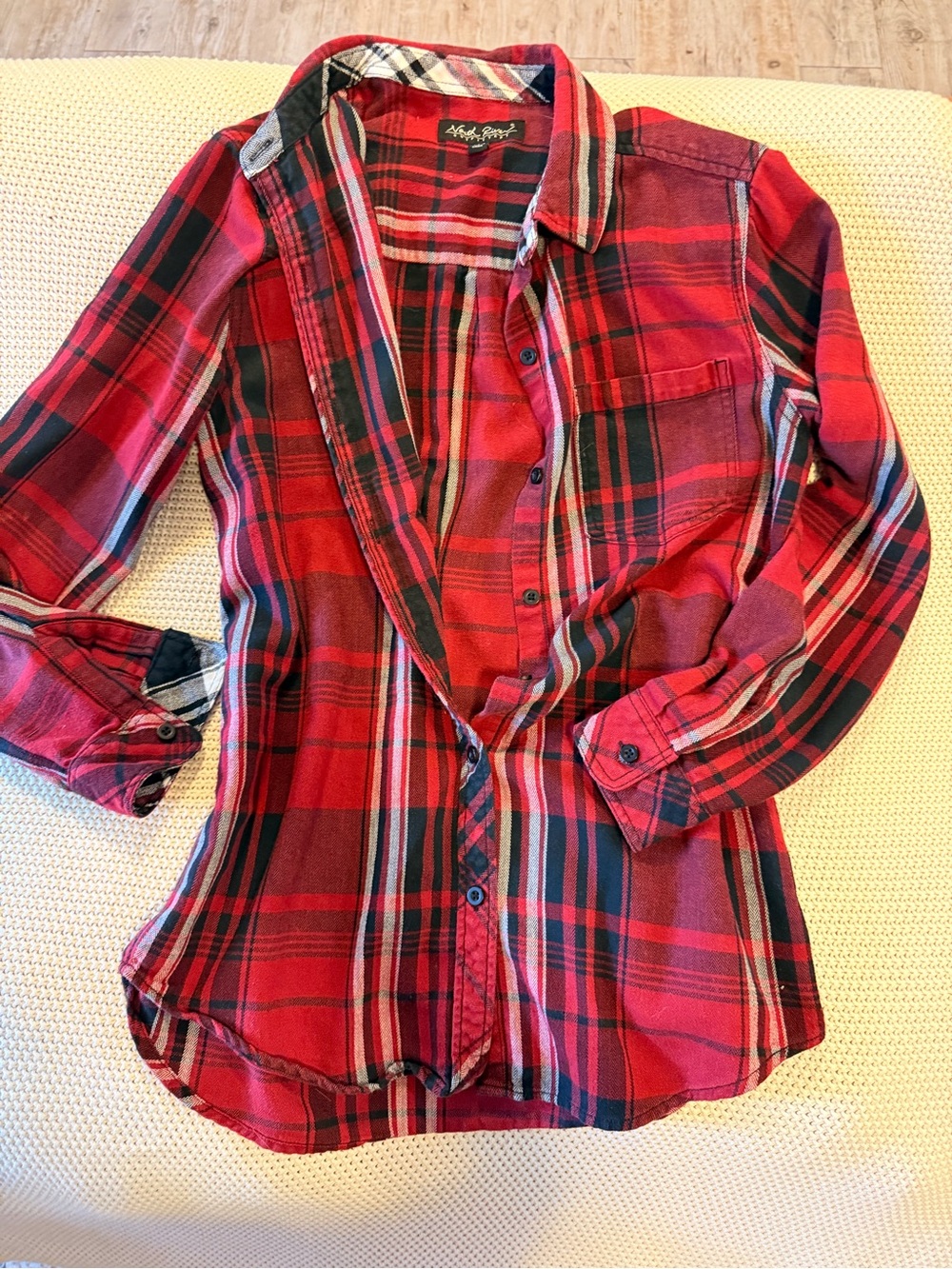 Kari Traa Red Plaid Button-Down Shirt